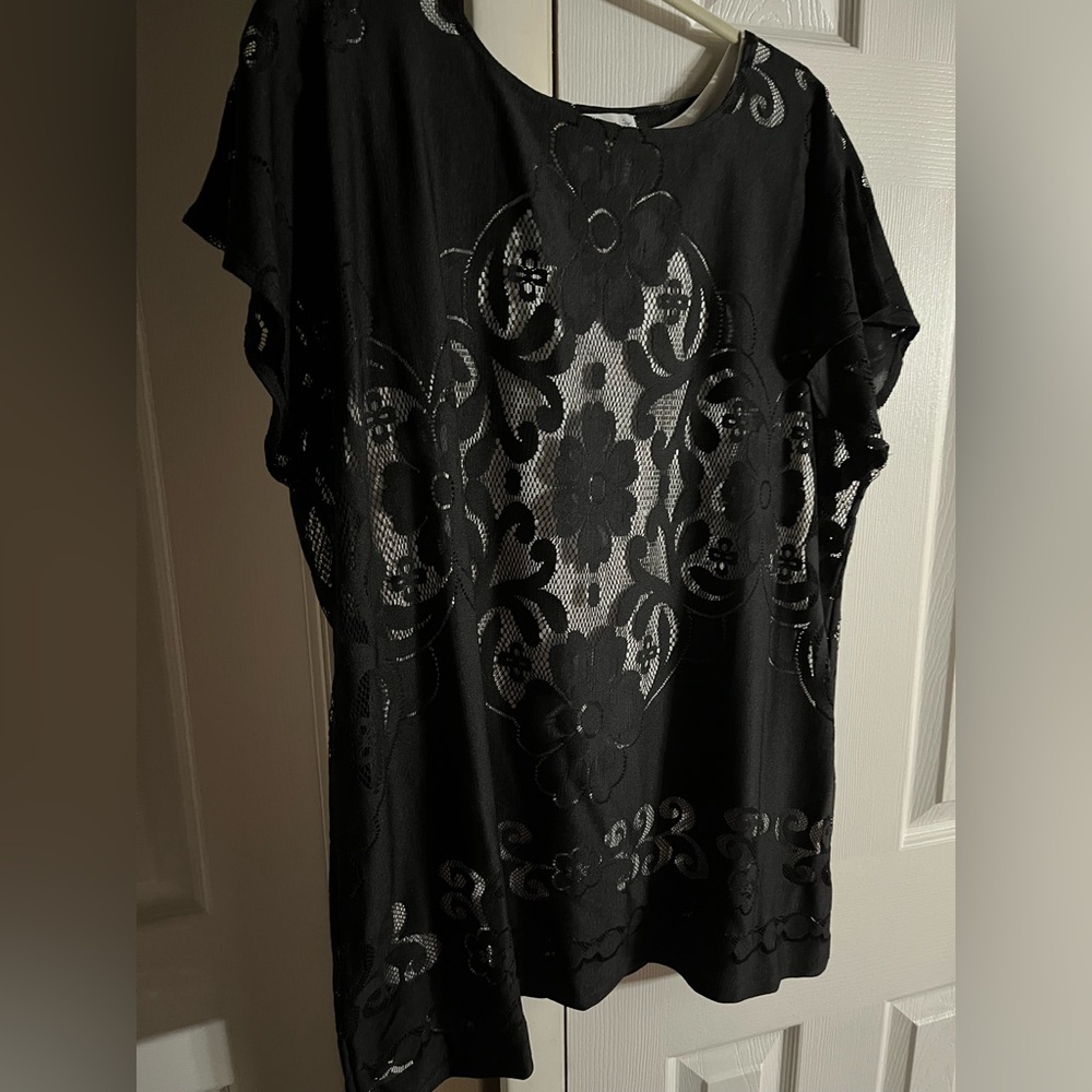 Susan Graver 2 piece Elegant Black Lace Women's Top